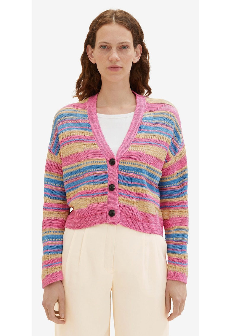 Cardigan cu dungi si maneci cazute