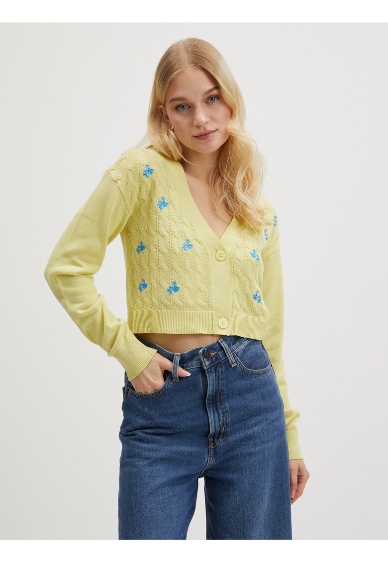 Cardigan cu flori brodate Lil -