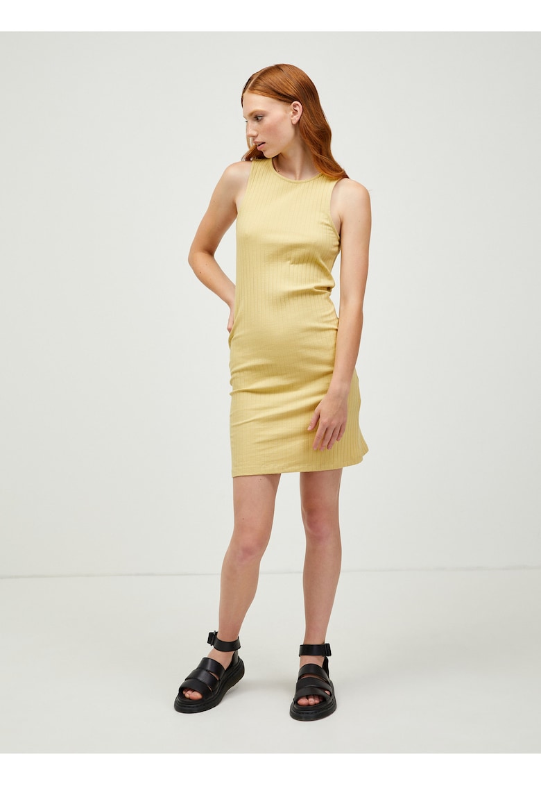 Rochie cambrata striata cu model uni Tiana -
