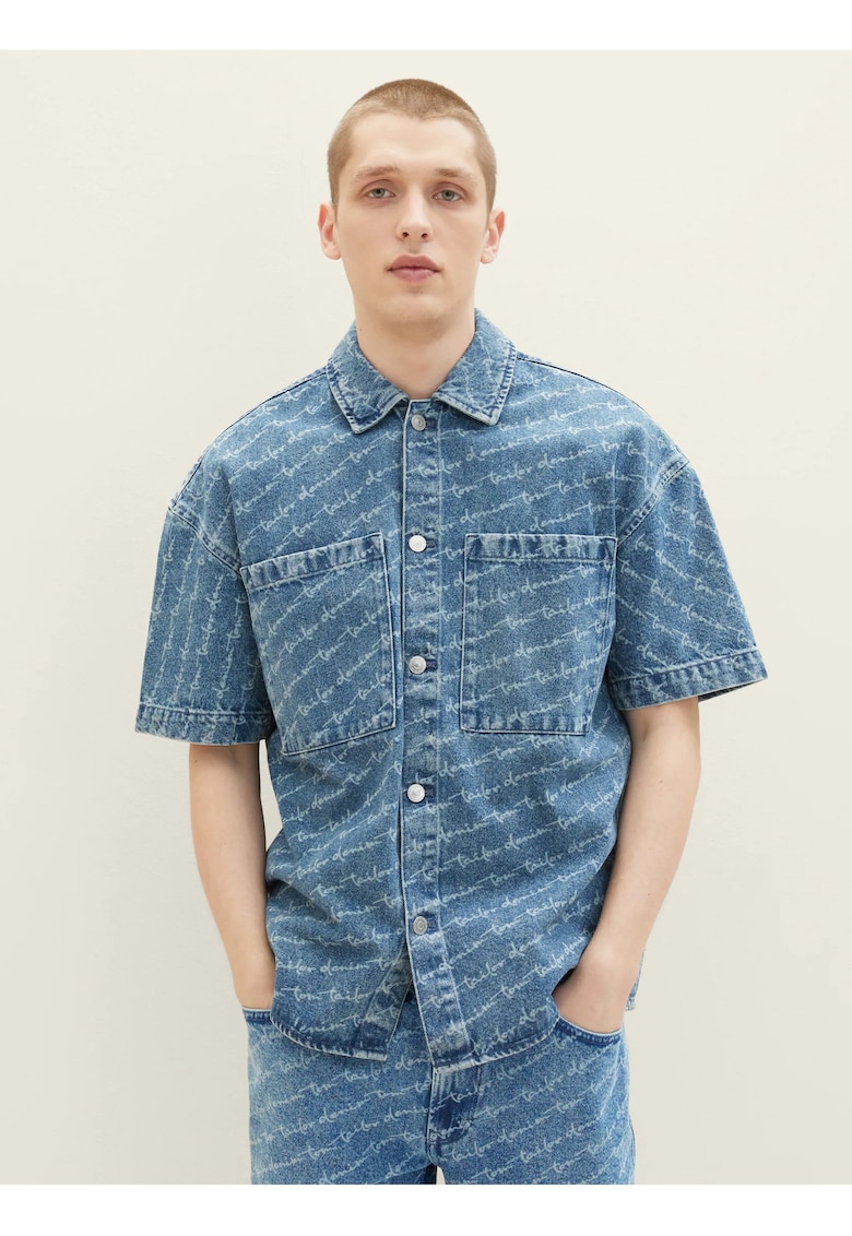 Camasa din denim cu buzunare la piept