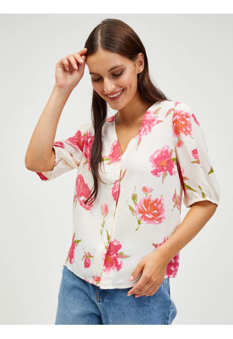 Bluza cu imprimeu floral si nasturi Tianna