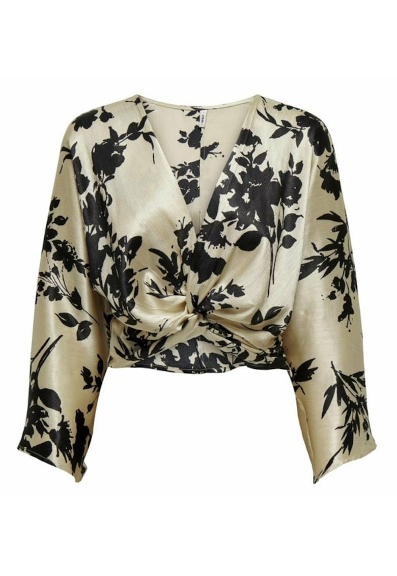 Bluza crop din satin cu imprimeu floral Salia
