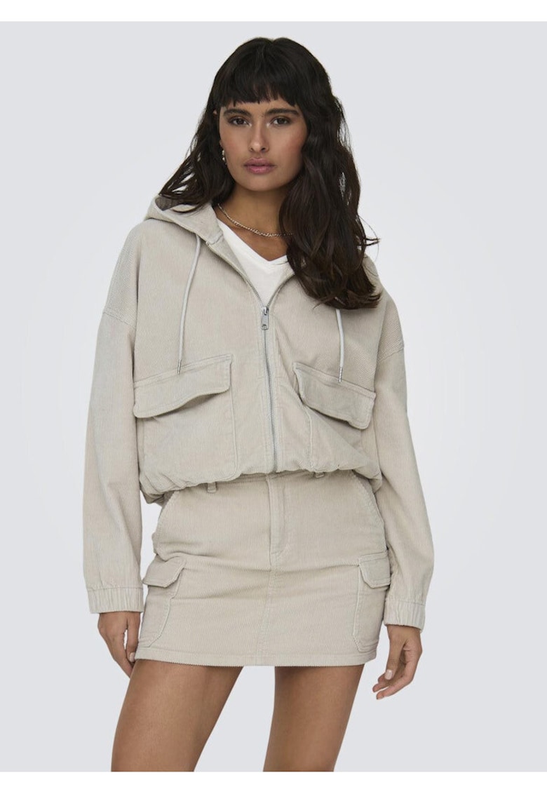 Jacheta crop cu fermoar -
