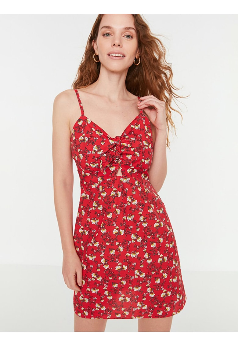 Rochie scurta cu bretele si imprimeu floral