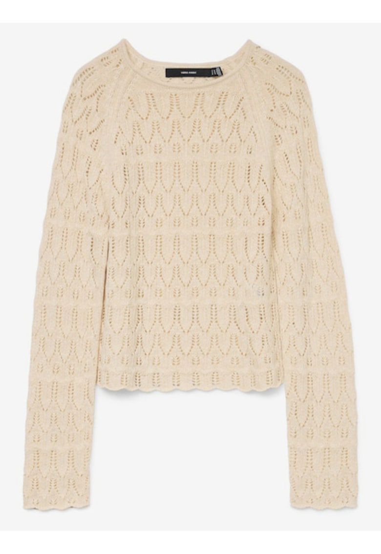 Pulover crosetat cu perforatii si maneci raglan