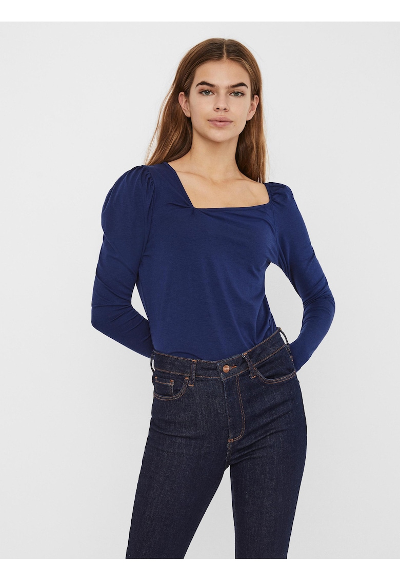 Bluza din amestec de bumbac organic cu decolteu asimetric