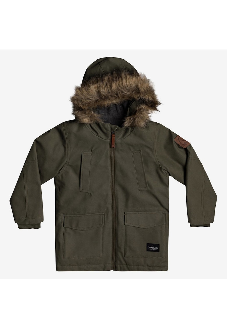 Parka cu gluga cu blana artificiala -