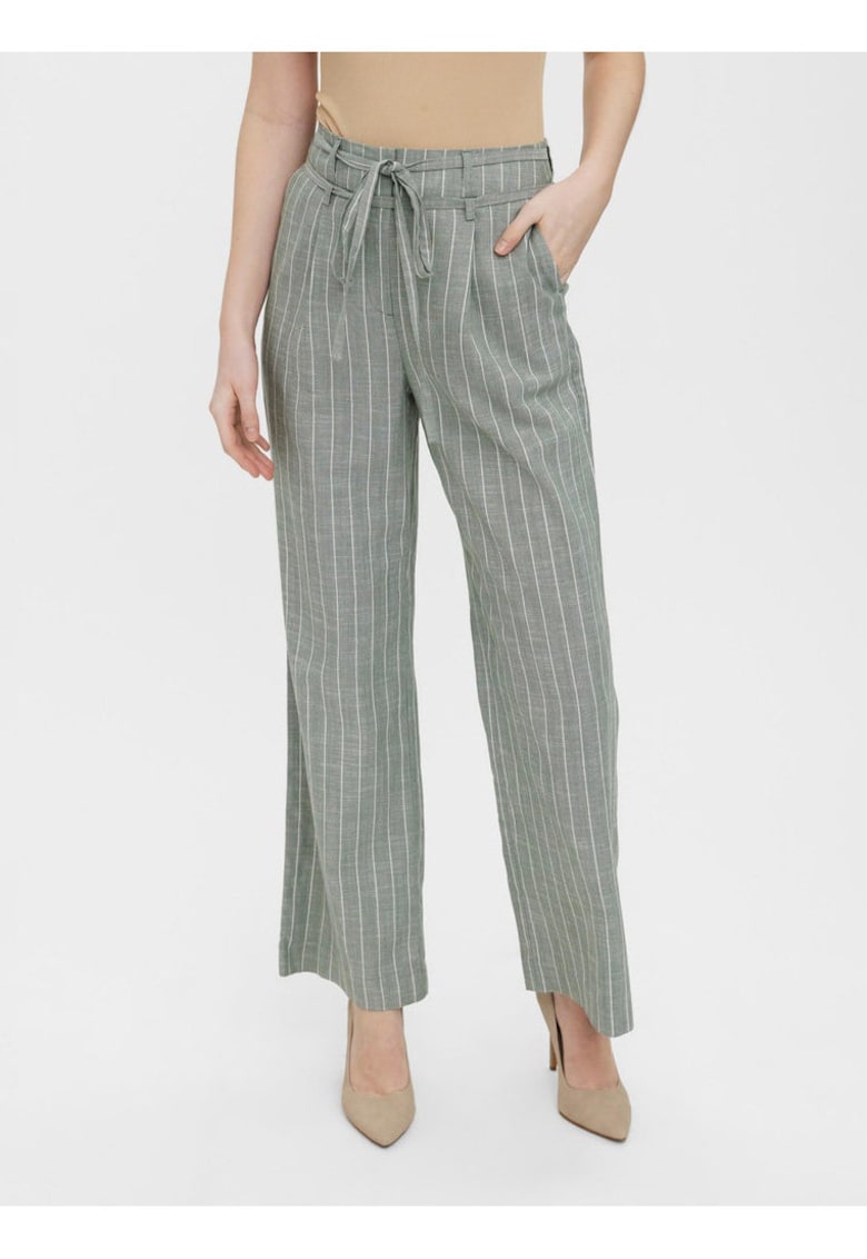 Pantaloni drepti cu talie inalta