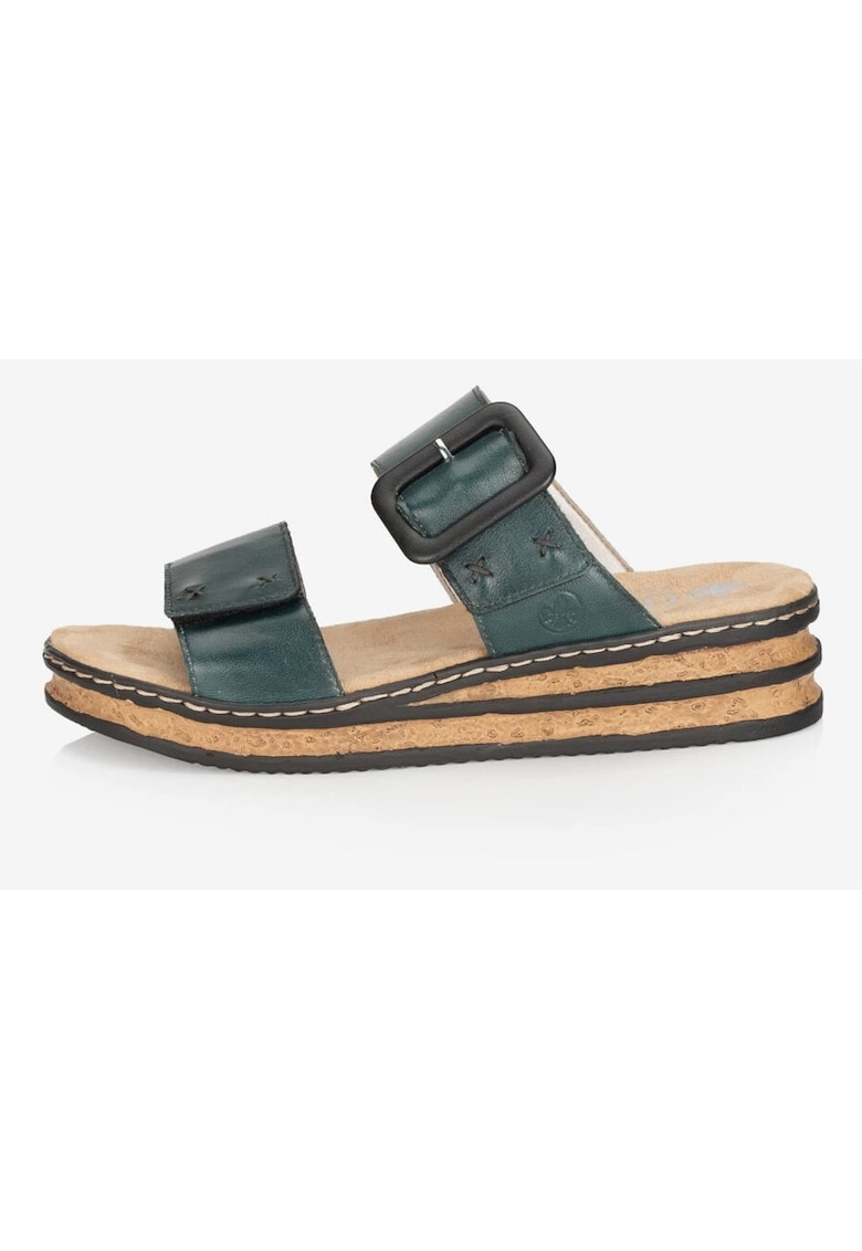 Papuci din piele cu talpa wedge