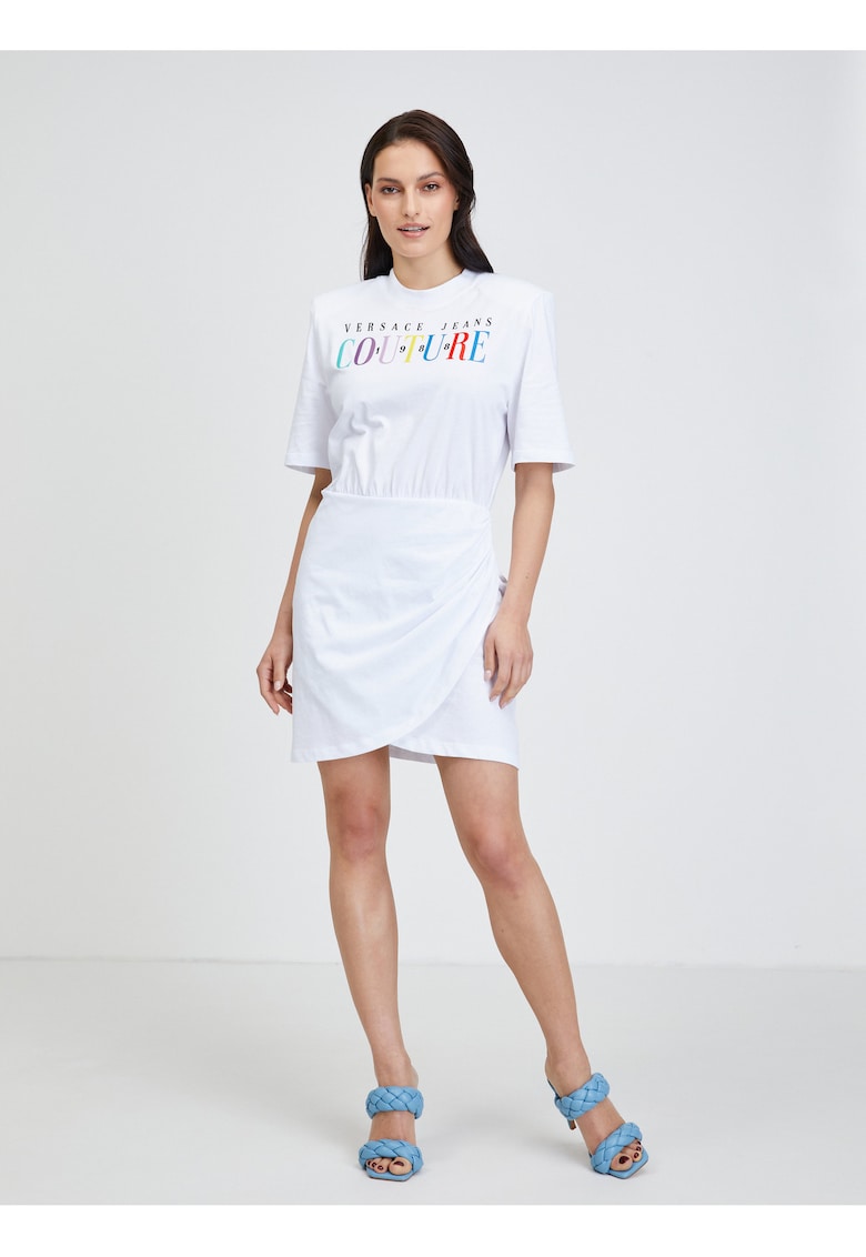 Rochie scurta cu aspect 2 in 1 si logo -