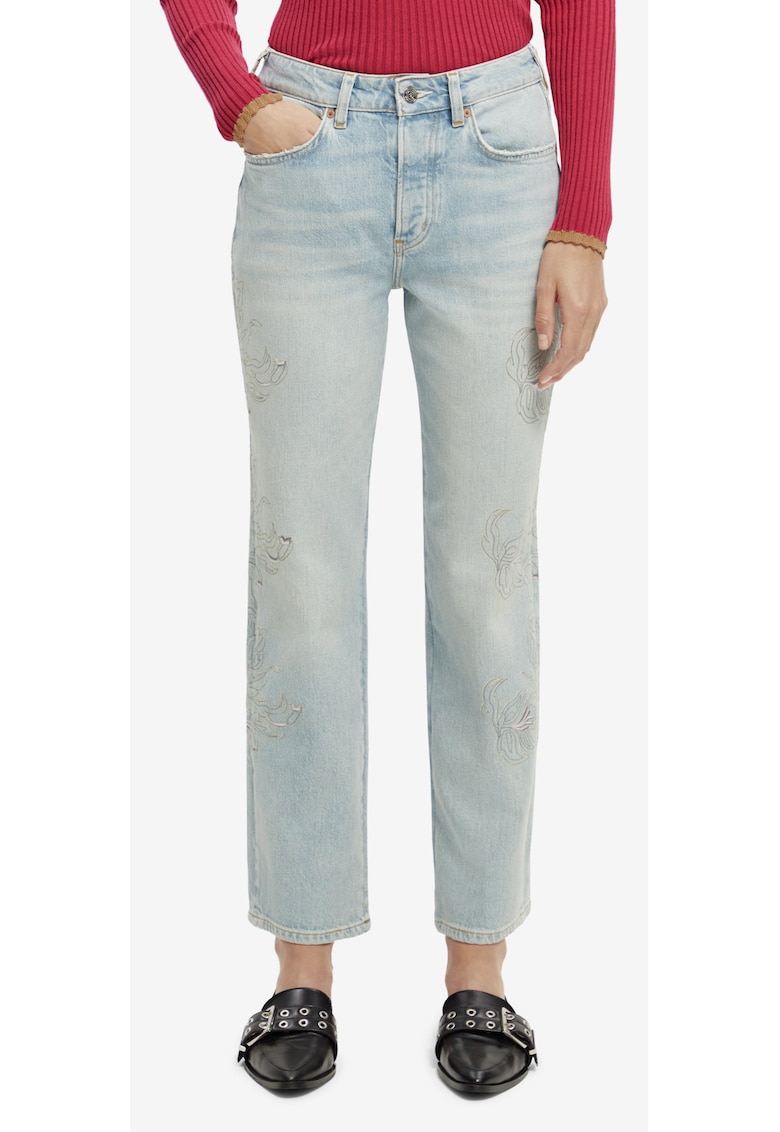 Jeans cu croiala dreapta crop