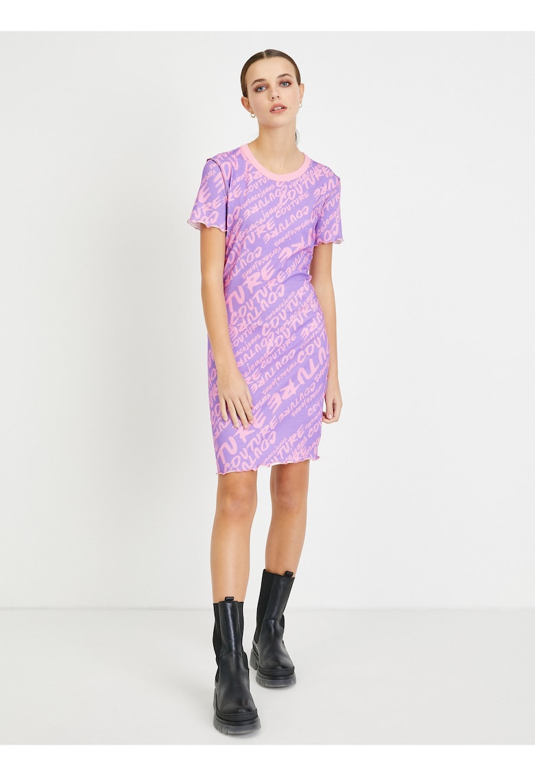 Rochie-tricou din amestec de bumbac cu imprimeu -