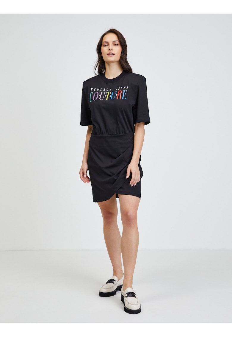 Rochie din bumbac cu imprimeu pe piept -