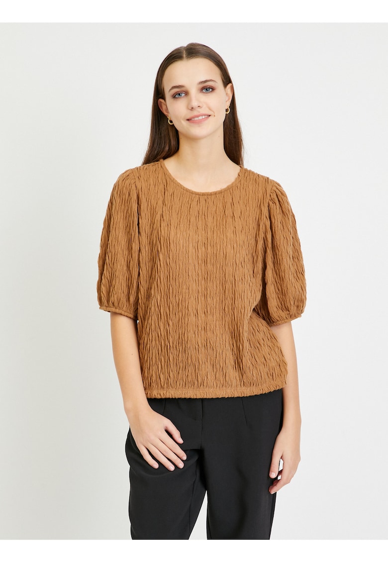 Bluza texturata cu maneci bufante