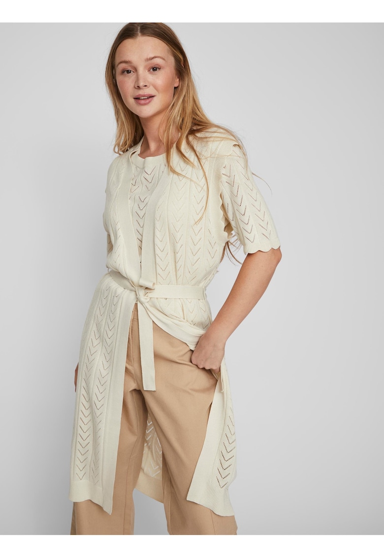 Cardigan lung cu cord in talie