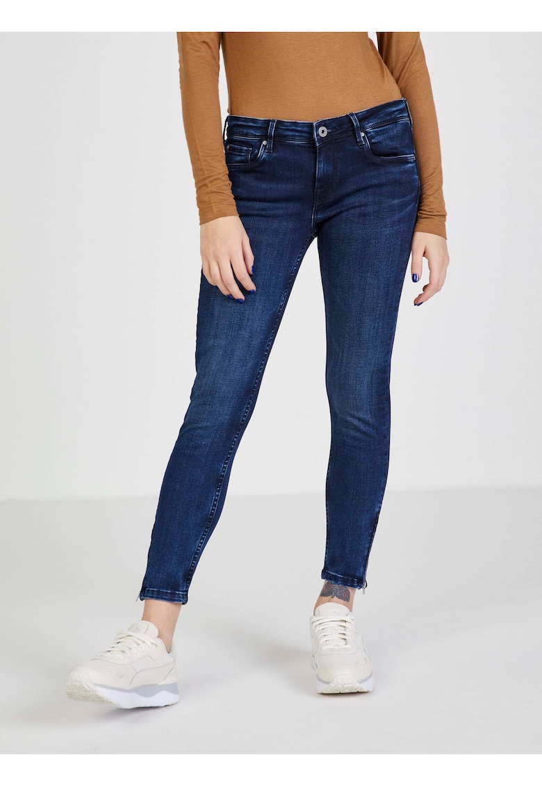 Blugi skinny cu buzunare si talie medie -