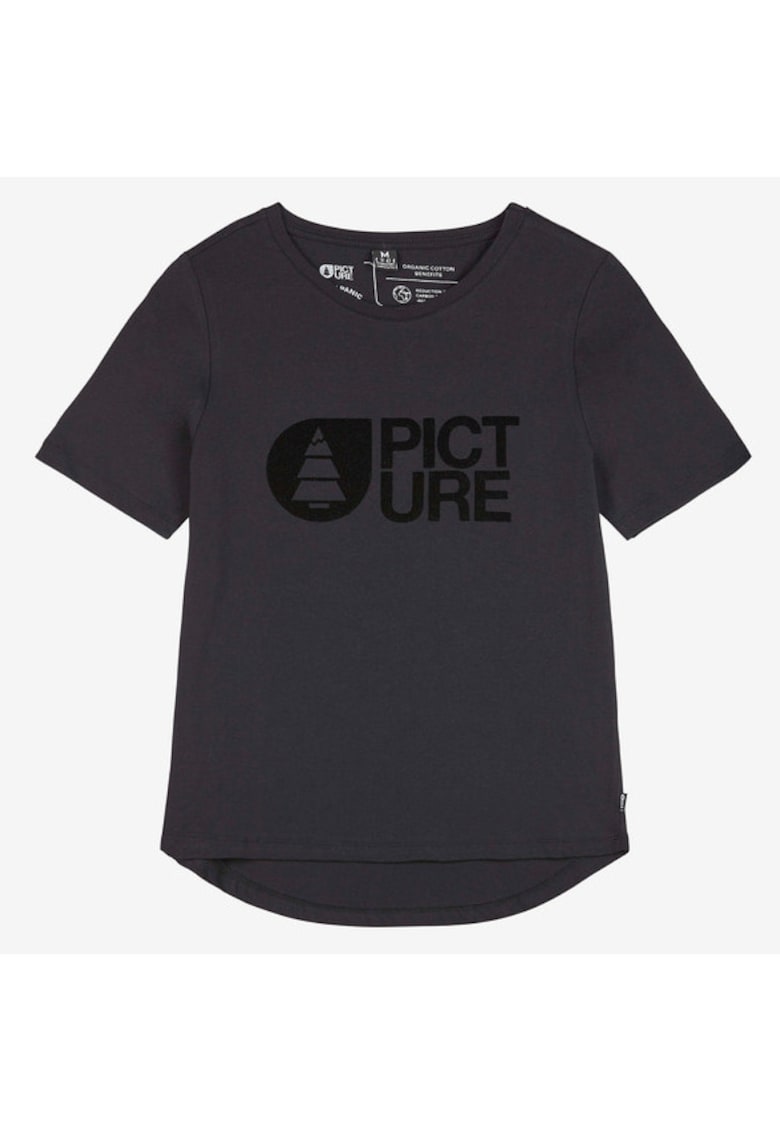 Tricou din bumbac organic cu logo contrastant pe piept -