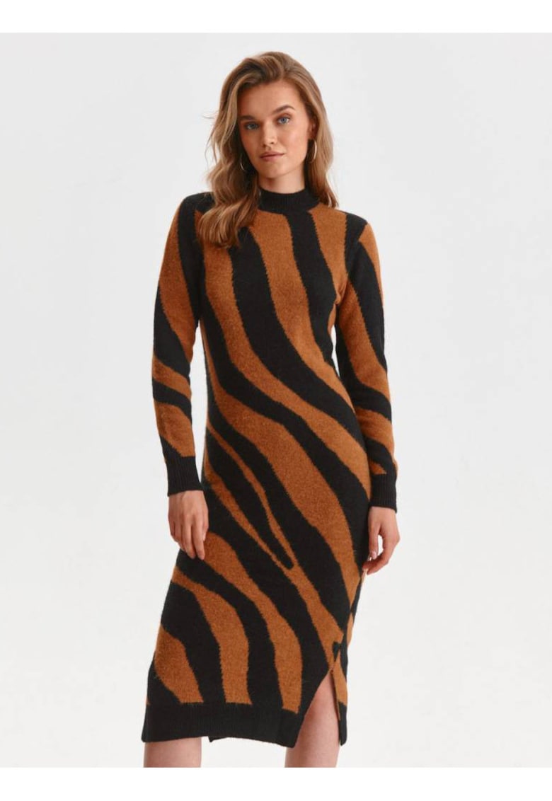 Rochie-pulover midi cu maneci lungi -