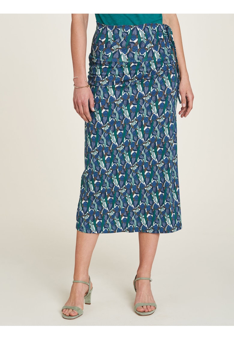 Fusta midi drepta cu imprimeu floral -