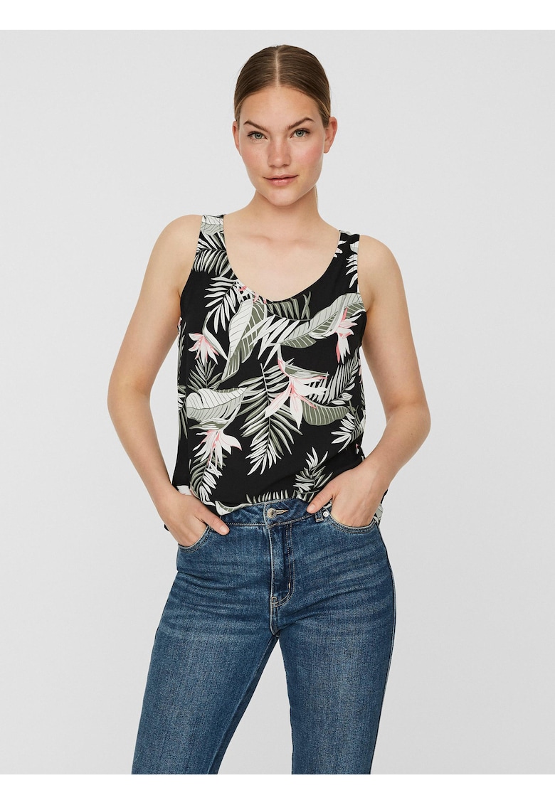 Top cu decolteu rotunjit si model Easy -