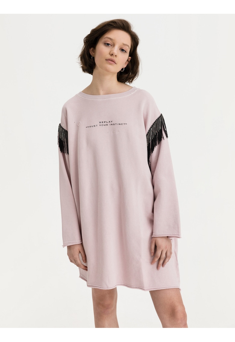Rochie sport din bumbac cu maneci lungi si buzunare