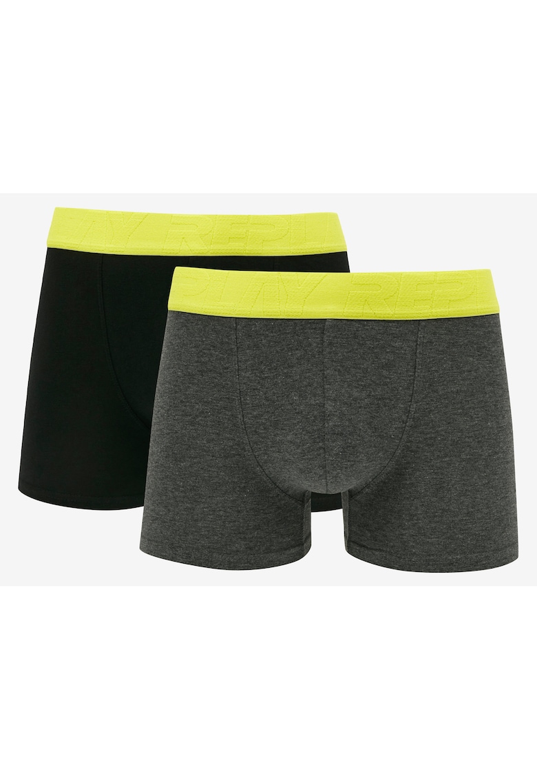 Set de boxeri uni cu banda contrastanta - 2 perechi -