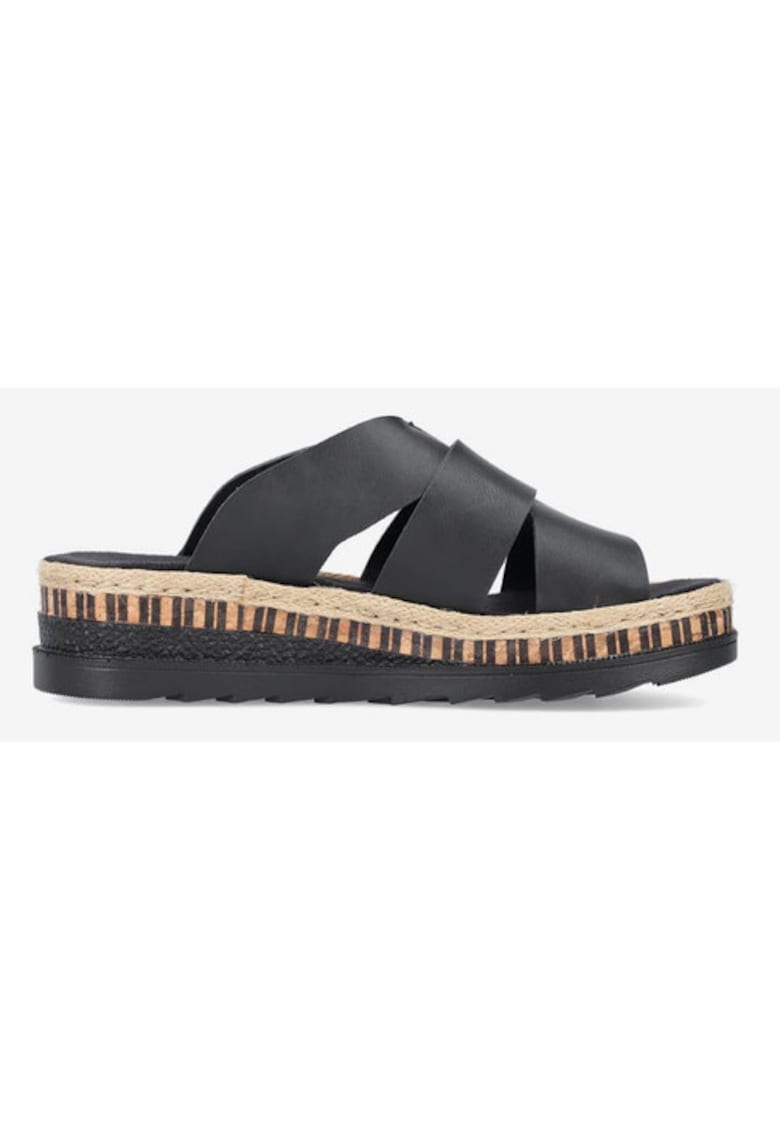 Papuci wedge din piele ecologica -