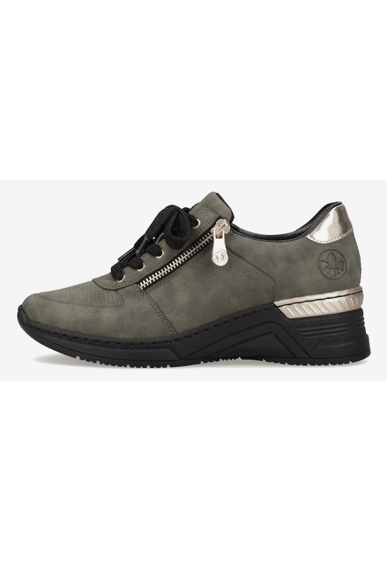 Pantofi sport cu talpa wedge si accente metalizate