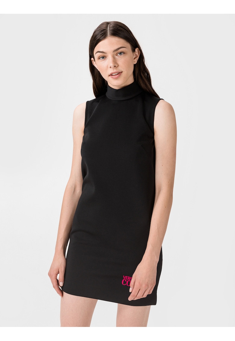 Rochie uni cu guler inalt - fara maneci