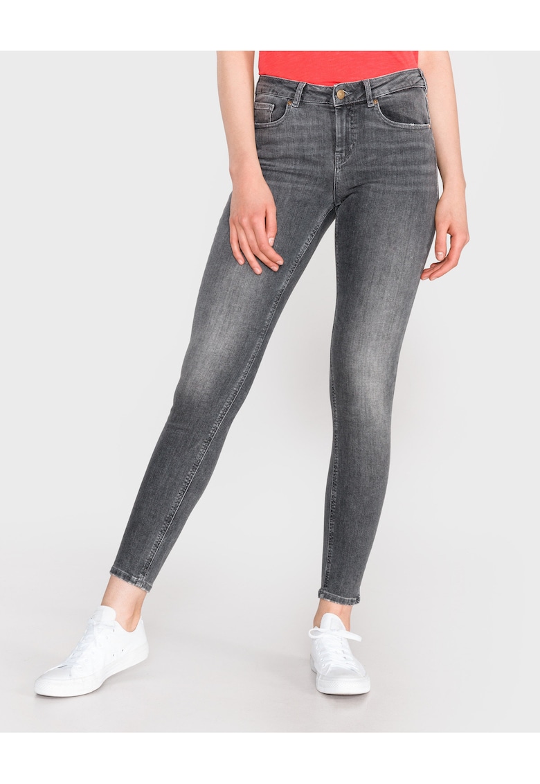 Blugi skinny cu aspect decolorat -
