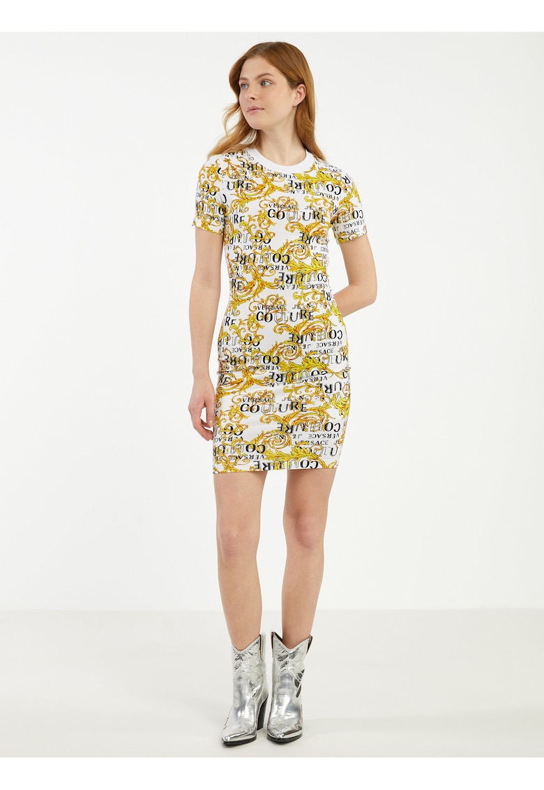 Rochie-tricou din amestec de bumbac cu imprimeu logo -