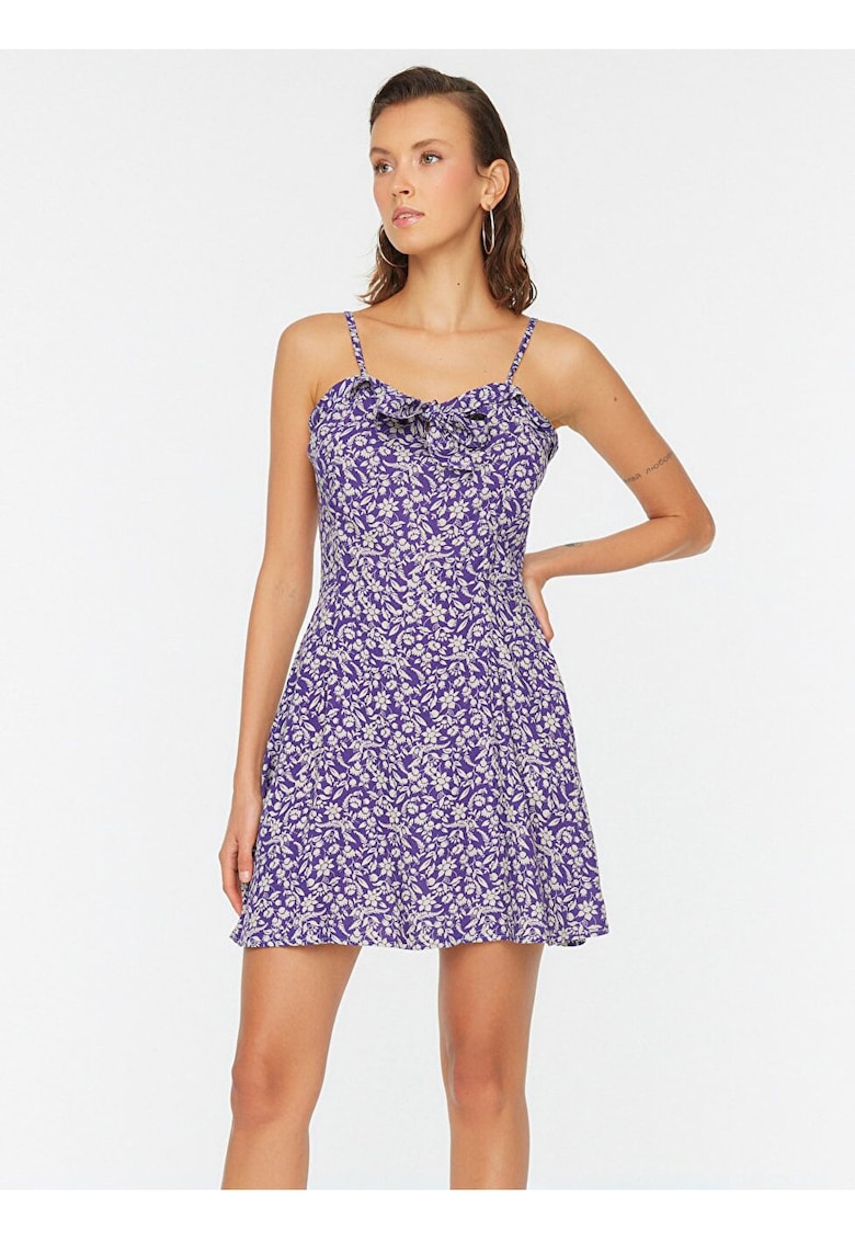 Rochie cu bretele si imprimeu florla -