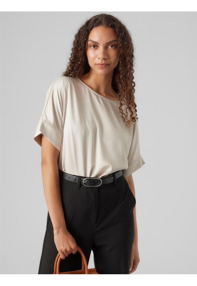 Bluza cu croiala lejerea si decolteu rotund Merle -