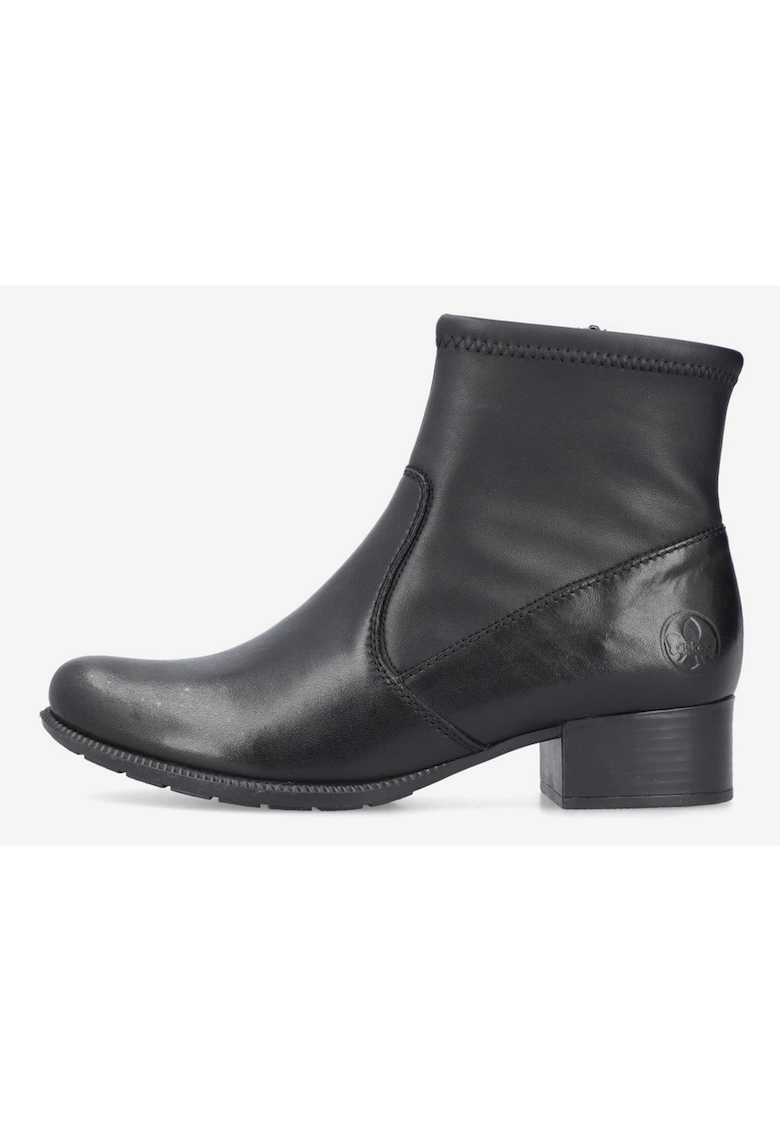 Botine din piele ecologica cu toc si inchidere cu fermoar -