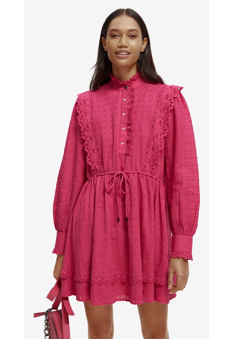 Rochie-tunica din bumbac organic cu garnituri de dantela San Gallo -