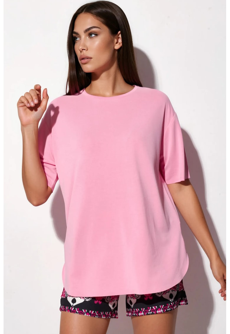 Tricou croiala lejera - roz pudra - amestec modal-poliester