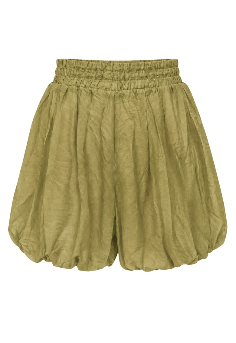 Pantaloni scurti - mini - talie inalta - verde kaki - poliester
