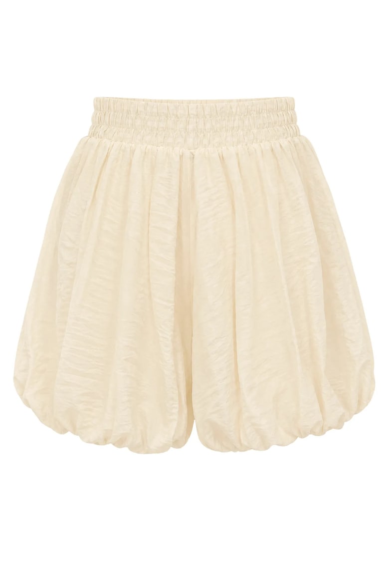 Pantaloni scurti - mini - talie inalta - crem natural - pentru femei