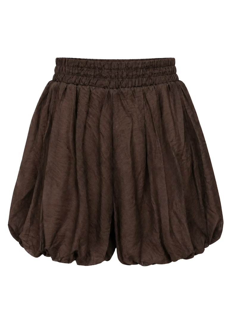 Pantaloni scurti - talie inalta - captusiti - maro cafea - poliester -