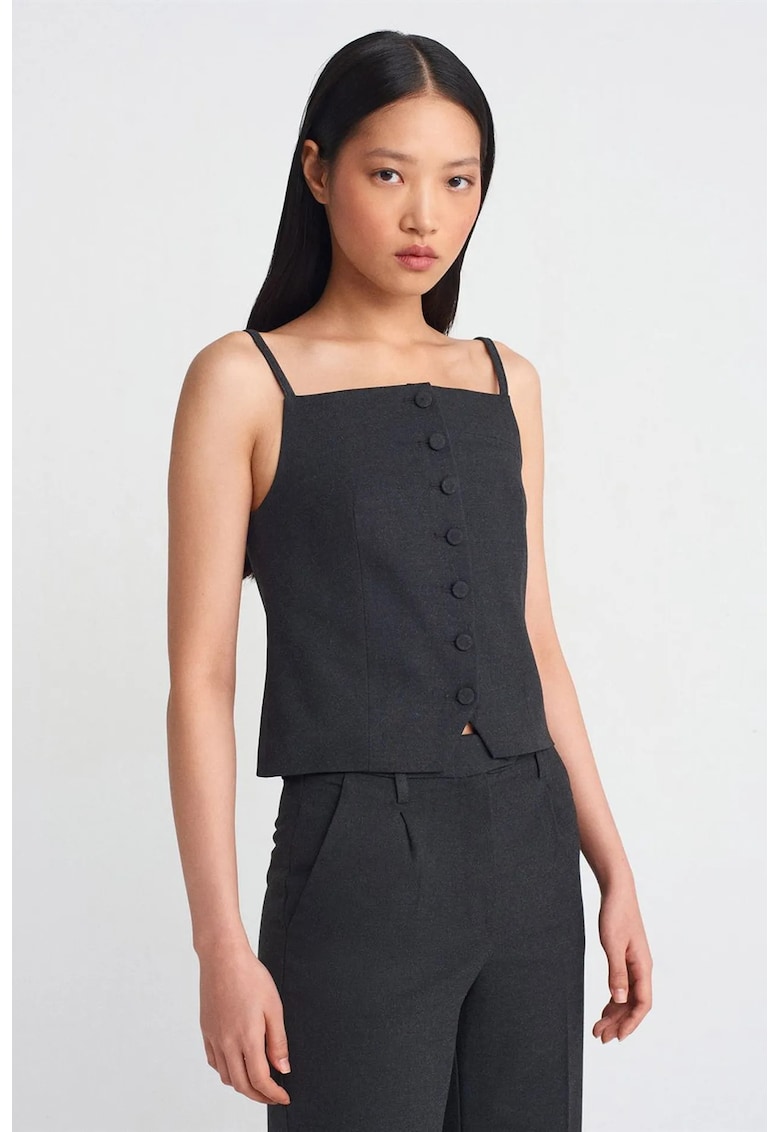 Bluza dama - fara maneci - negru - casual - 63% poliester - 32% viscoza - 5% elastan