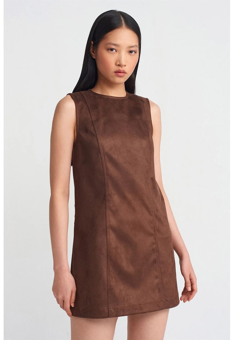 Rochie Mini Eleganta - Fara Maneci - Maro Castaniu - Piele Ecologica