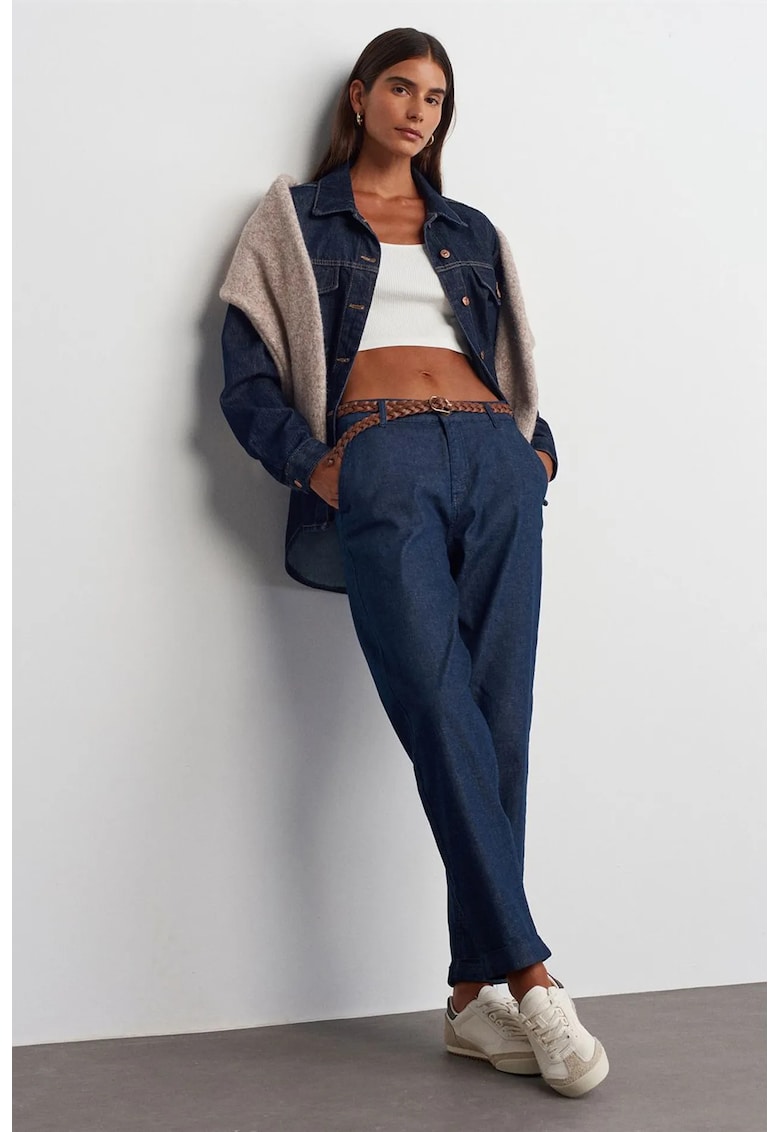 Blugi dama - talie inalta - croiala dreapta - albastru inchis - denim