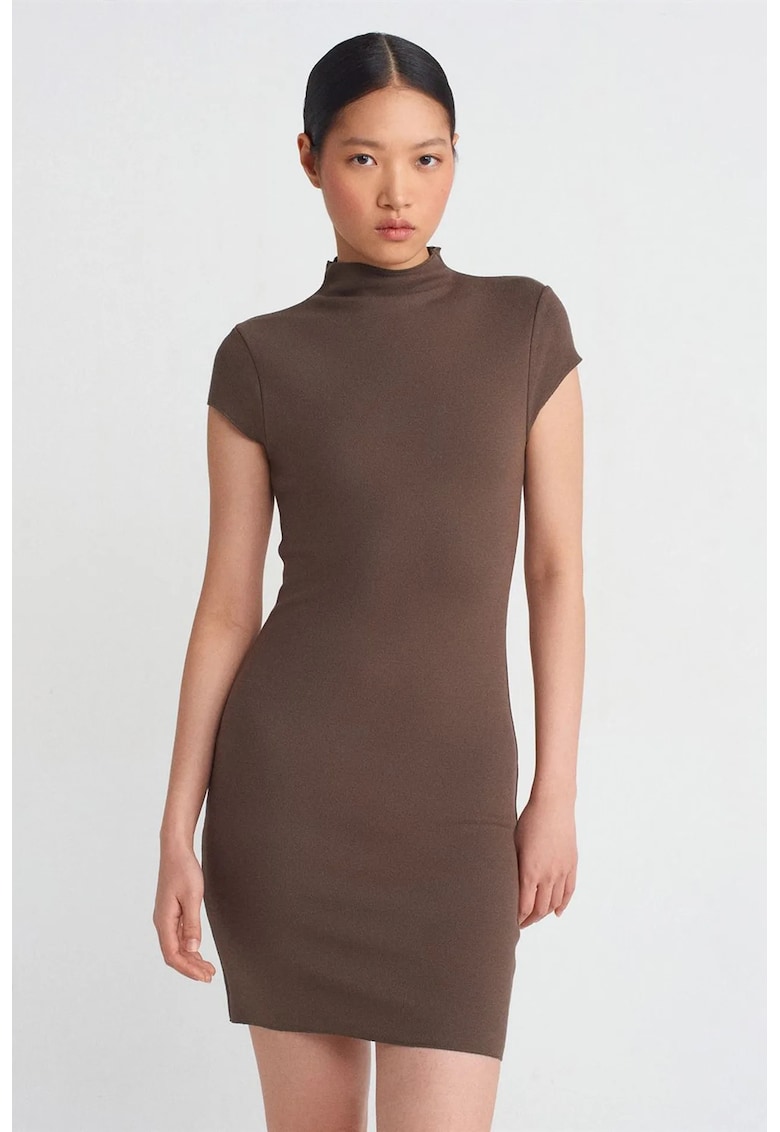 Rochie mulata mini - elegant - maneca scurta - maro mocha - viscoza