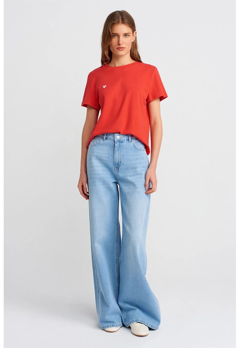 Blugi dama talie inalta - croiala larga - denim albastru deschis - 100% bumbac