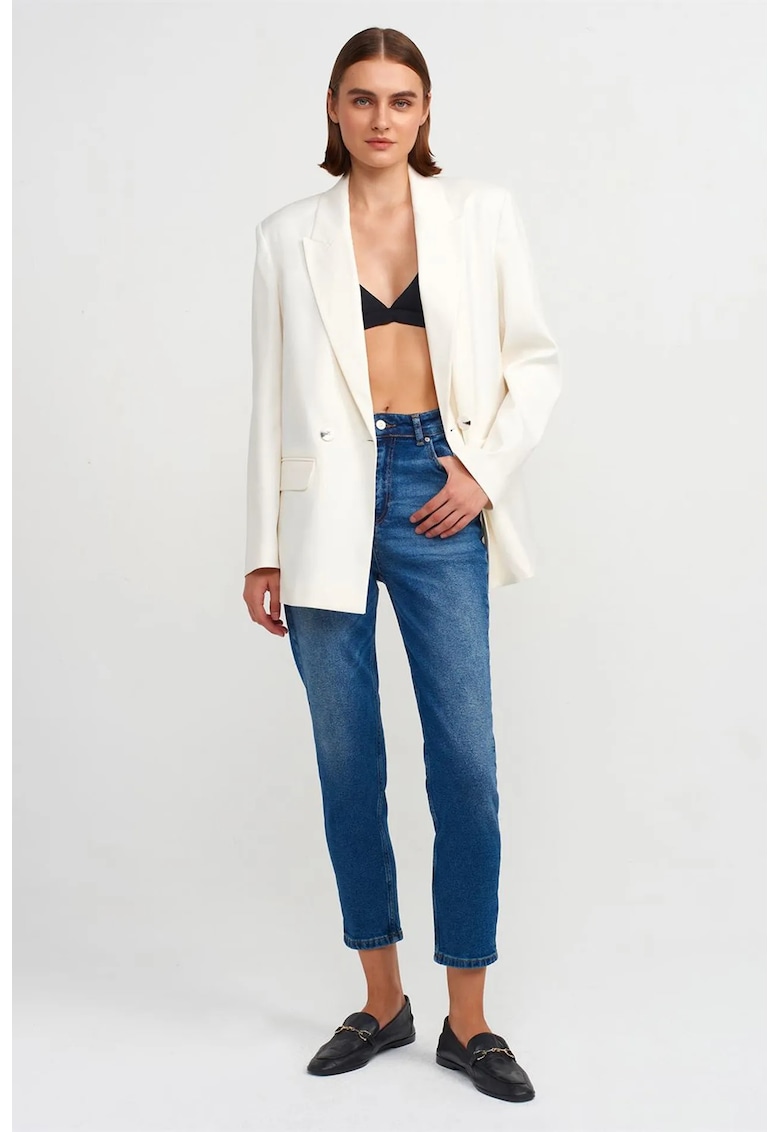Blugi dama - talie inalta - croiala dreapta slim - albastru mediu - Denim