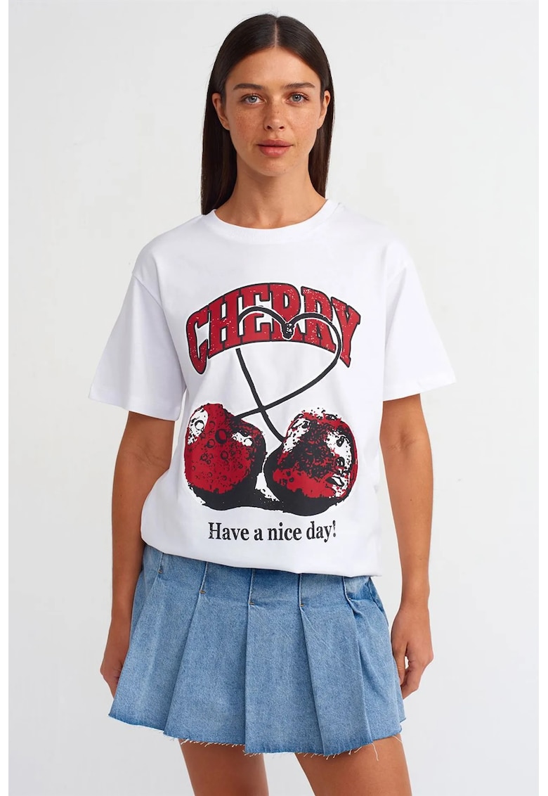Tricou dama - tricou din bumbac - maneca scurta - alb - regular fit