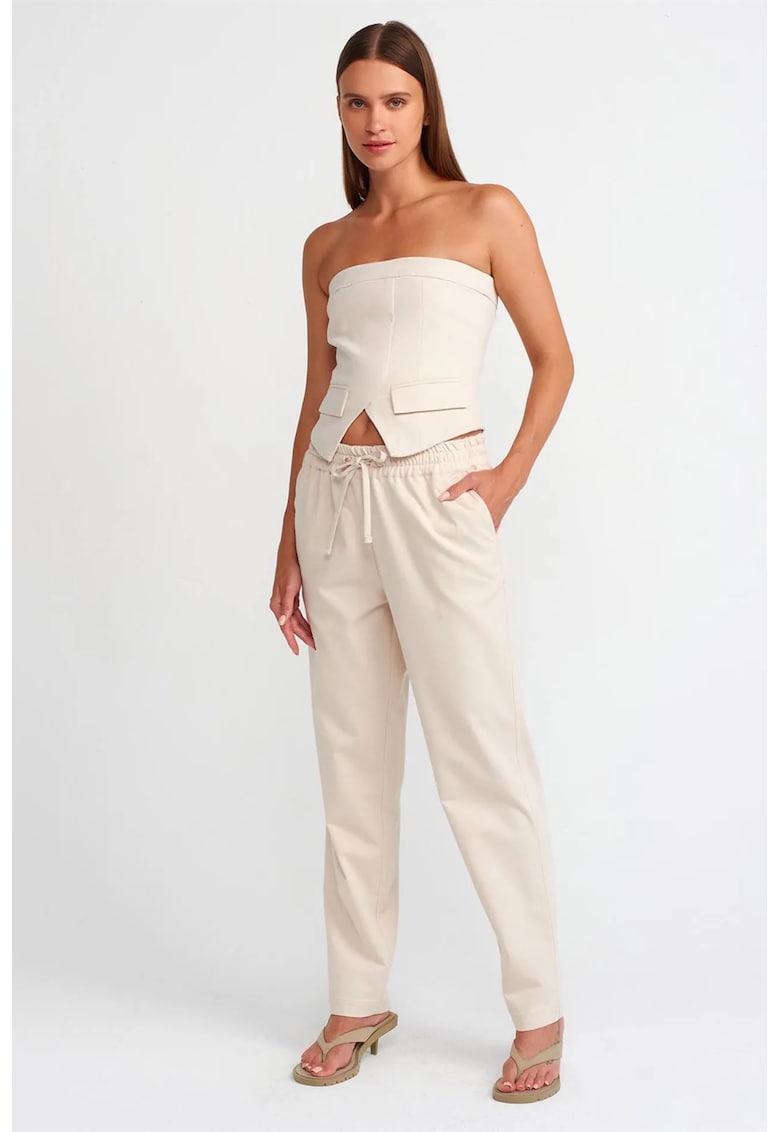 Pantaloni jogger dama crem natural - amestec de in - cu buzunar