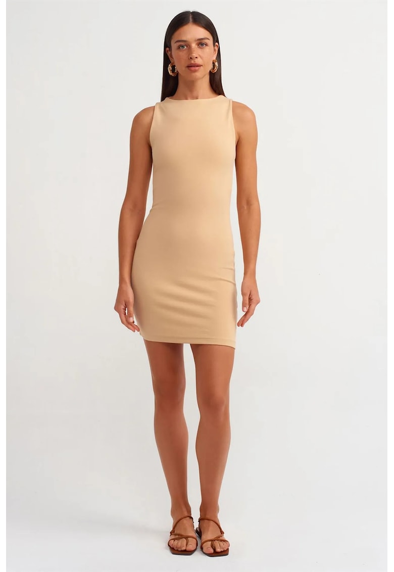 Rochie Mini Bodycon Elegant - Bej Natural - Bumbac/Elastan