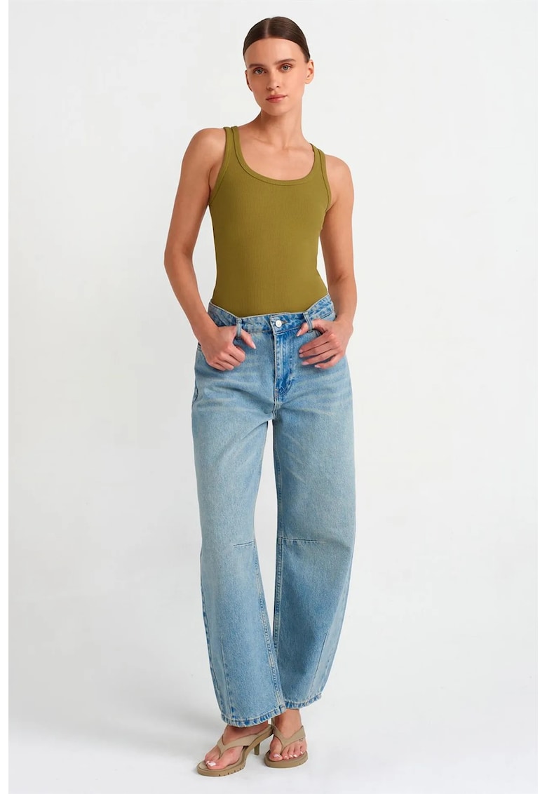 Blugi dama - talie inalta - croiala balon - albastru deschis - denim