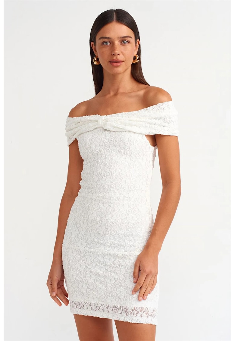 Rochie mini - bodycon - dantela - alb - elegant